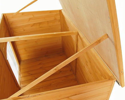 Wooden Doghouse for Small, Medium, Large Dogs, Waterproof, Outdoor/Indoor Kennel,Puppy Shelter with Elevated Floor (Natural, M)