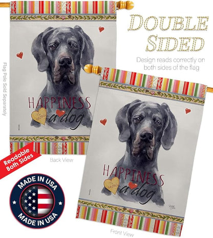 Breeze Decor Black Dane Happiness House Flag Eagle Set Dog Puppy Spoiled Paw Canine Fur Pet Nature Farm Animal Creature Banner Small Garden Yard Gift Double-Sided, Made in USA