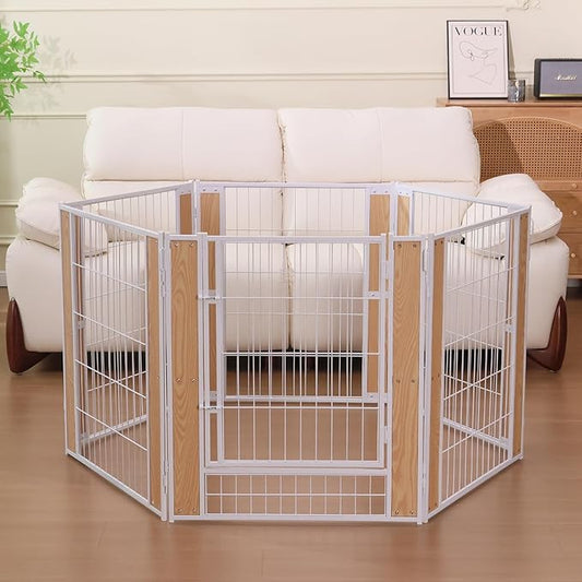 Heavy Duty Dog Playpen 32 Inch Height - Indoor Outdoor Pet Fence Enclosure for Medium and Small Dogs - Foldable Puppy Exercise Pen for Indoor and RV Camping or Yard