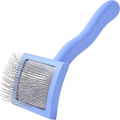 Slicker Brush for Dogs, Dog Grooming Supplies - Best Doodle & Poodle Brush for Long Haired Dogs - Goldendoodle Long Pin Dentangler Brush For Dematting (Small Curved)