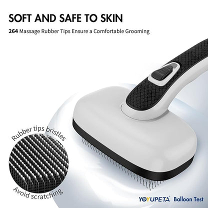 Dog Self Cleaning Slicker Brush for Shedding, Ideal for Short Long Haired Dogs, Including Cat. Removes Loose Fur, Undercoat, Mats, Tangled Hair. Suit for Large Medium Small Animal, Gray