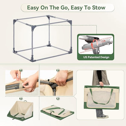 A4Pet Collapsible Dog Crate, Soft Sided Dog Crate - 40 Inch Adjustable Stainless Steel Frame, Lightweight, Durable and Portable Crate with 3-Door, Portable Dog Kennel