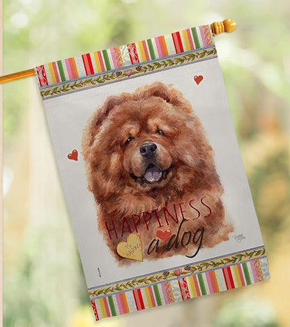Breeze Decor Red Chow Happiness Garden House Flag Set Dog Puppy Spoiled Paw Canine Fur Pet Nature Farm Animal Creature Decoration Banner Small Yard Gift Double-Sided, Made in USA