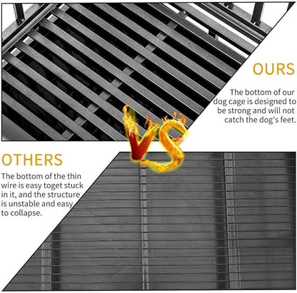 LUCKUP Heavy Duty Dog Cage Metal Kennel and Crate for Medium and Large Dogs, Pet Playpen with Four Wheels, Easy to Install, 42 inch, Black