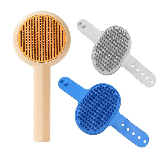 Dog Washing Gloves Brush for Pet: JOANGIHC 3PCS Dogs Shedding Wash Massage Gloves Grooming for Short Long Haired Dogs Cats (Light Blue)