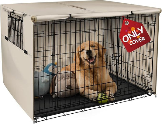 Explore Land 36 inches Dog Crate Cover Heavy Duty Polyester Pet Kennel Sunshade Universal Fit for Wire Cage (Light Tan)