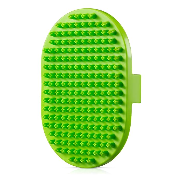 Dog bath brush, ROPO rubber massage pet shampoo brush, used for pet grooming, removing shedding fur, combing tangles and dead fur, suitable for pet dogs and cats (green)