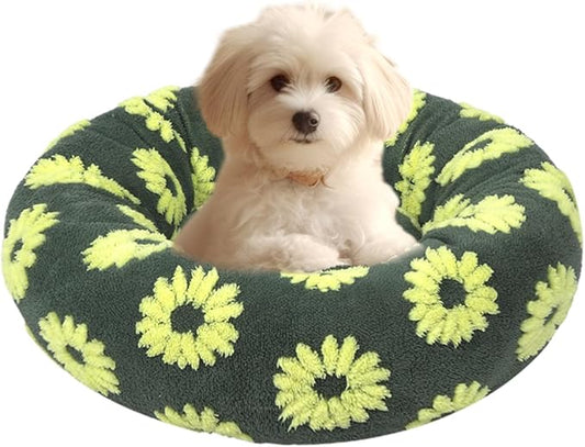 HYQ Small Dog Bed, Cat Beds for Indoor Cats, Dog Beds for Small Dogs with Anti-Slip Bottom, Cute Puppy Bed Washable-Yellow-24inch