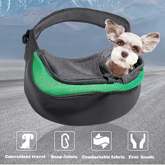 Pet Dog Sling Carrier, Breathable Mesh Portable Travel Safe Pet Sling Shoulder Bag Carrier with Adjustable Non-Slip Shoulder Strap for Small Dogs Cats Puppy