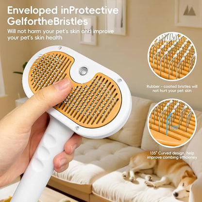 3 in 1 Steam Brush for Dogs and Cats,Pet Spray Hair Removal Comb for Shedding and Grooming Supplies,Spritz Defur Comb for Dogs and Cats,Water Brush for Indoor Cats and Dog.