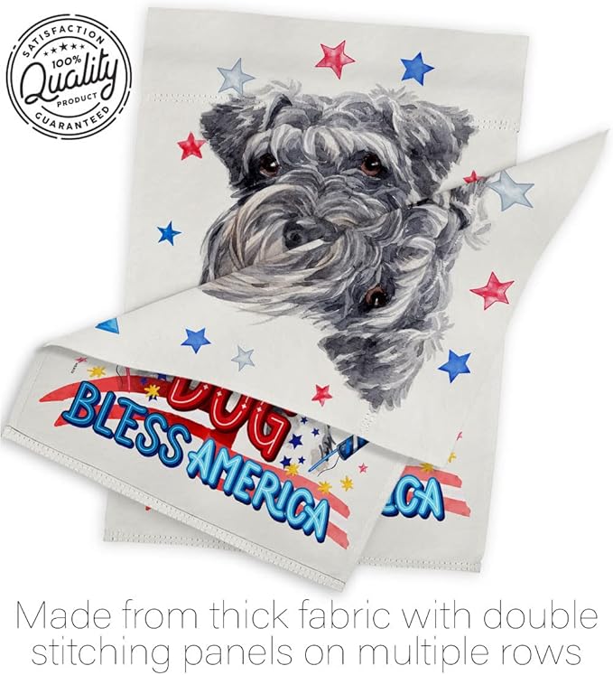 Breeze Decor Patriotic Miniature Schnauzer House Flag Set Dog Puppy Spoiled Paw Canine Fur Pet Nature Farm Animal Creature Decoration Banner Small Garden Yard Gift Double-Sided, Made in USA