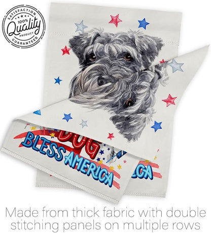 Breeze Decor Patriotic Miniature Schnauzer House Flag Set Dog Puppy Spoiled Paw Canine Fur Pet Nature Farm Animal Creature Decoration Banner Small Garden Yard Gift Double-Sided, Made in USA