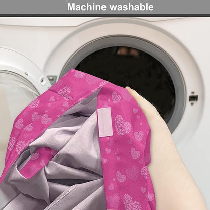 Lunarable Love Dog Crate Cover, Romantic Theme Abstract Heart Shapes Valentines Day 14th February Design, Easy to Use Pet Kennel Cover for Medium Large Dogs, 48 Inch, Hot Pink