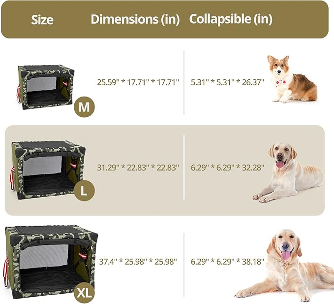 4 Door Portable Folding Dog Soft Crate, Quick Portable with Mesh Mat,Strong Steel Frame,Washable Fabric to Protect Pour pet's Health Indoor, Outdoor, Training & Travel Purposes Collapsible Dog Crate