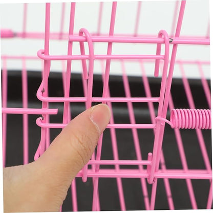Folding Metal Dog Crate, Pink, Portable, Easy to Install, Durable, Secure, Airy, and Comfortable