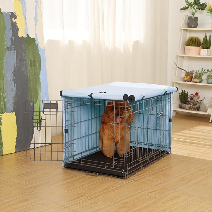 X-ZONE PET Double Door Dog Crate Cover - Polyester Pet Kennel Cover Fits 24 inches Wire Dog Cage Blue