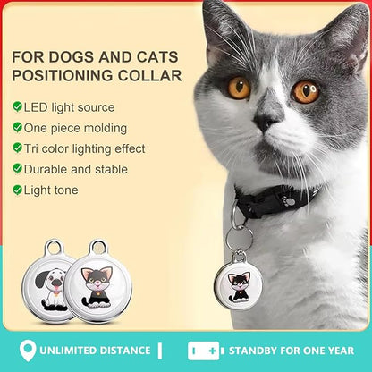 Cat Collar Cat Tracker Collar Dog Tracker Pet Tracker Kittens GPS Tracker for Cats Dogs| Android and iOS Universal| No Monthly Fee | No Charging Required | Waterproof | Smart Anti-Loss Locator (Cat)