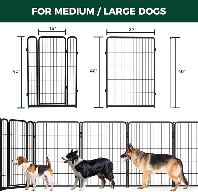 FXW Homeplus Dog Playpen for Indoor Use - Stress-Free and Safe Play, Heavy Duty 40 Inch 6 Panels Dog Pen for Medium and Large Dogs, Black│Patented