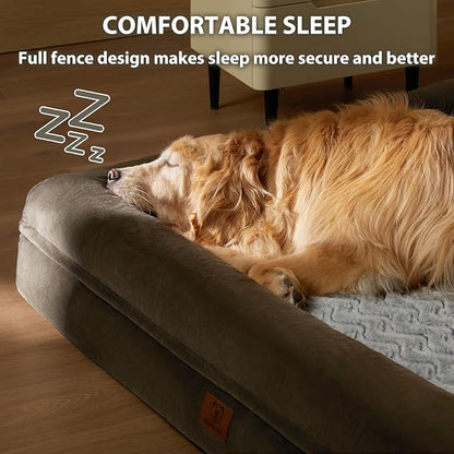 WNPETHOME Washable Dog Beds Large Sized Dog, XXXXL Dog Bed, Orthopedic Dog Sofa Bed with Removable & Waterproof Cover, Extra Large Dog Bed with Bolster Sides for Sleeping, Giant Dog Bed with Sides