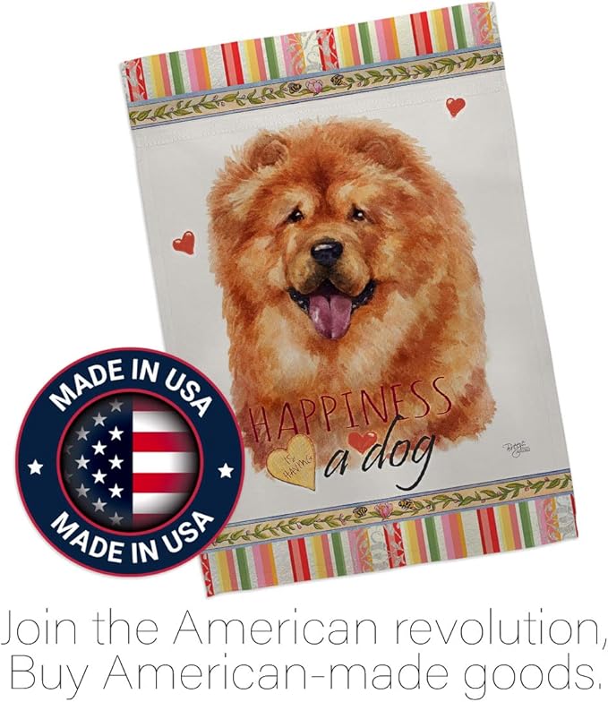 Breeze Decor Chow Happiness Garden House Flag Set Dog Puppy Spoiled Paw Canine Fur Pet Nature Farm Animal Creature Decoration Banner Small Yard Gift Double-Sided, Made in USA