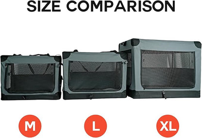 Ashfield & Harkness: Collapsible Soft Dog Crate - 36" - Gray, Sherpa Lined Mat, Durable Mesh Windows, Portable Foldable Pet Kennel, Indoor & Outdoor