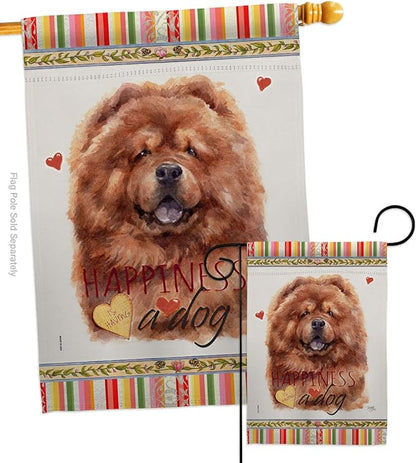 Breeze Decor Red Chow Happiness Garden House Flag Set Dog Puppy Spoiled Paw Canine Fur Pet Nature Farm Animal Creature Decoration Banner Small Yard Gift Double-Sided, Made in USA