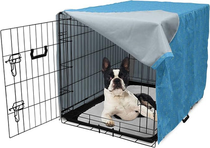 Lunarable Yellow and Blue Dog Crate Cover, Stars in The Sky Themed Vibrant Colored Celestial Pattern, Easy to Use Pet Kennel Cover for Small Dogs Puppies Kittens, 22 Inch, Blue Yellow