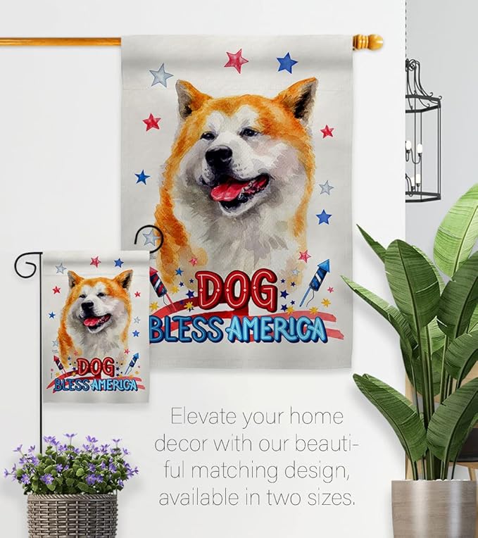 Breeze Decor Patriotic Akita Garden House Flag Kit Dog Puppy Spoiled Paw Canine Fur Pet Nature Farm Animal Creature Decoration Banner Small Yard Gift Double-Sided, Made in USA