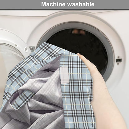 Lunarable Plaid Dog Crate Cover, Traditional Vintage Pattern with Modern Look Checkered Pastel Colored, Easy to Use Pet Kennel Cover for Cats & Medium Dogs, 24 Inch, Pale Blue Dimgray Cream