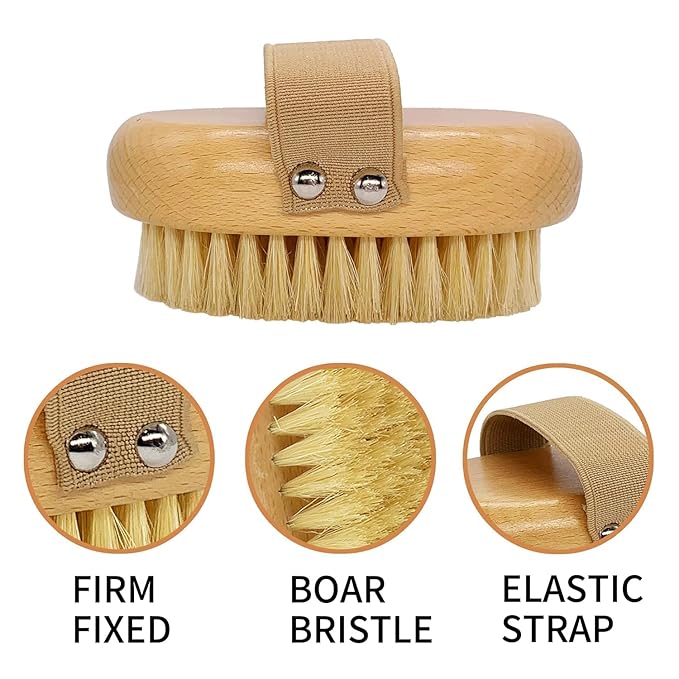 Soft Bristle Pet Brush - Natural Bristle Palm Brush for Short Haired Cats and Dogs with Elastic Band