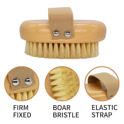 Soft Bristle Pet Brush - Natural Bristle Palm Brush for Short Haired Cats and Dogs with Elastic Band