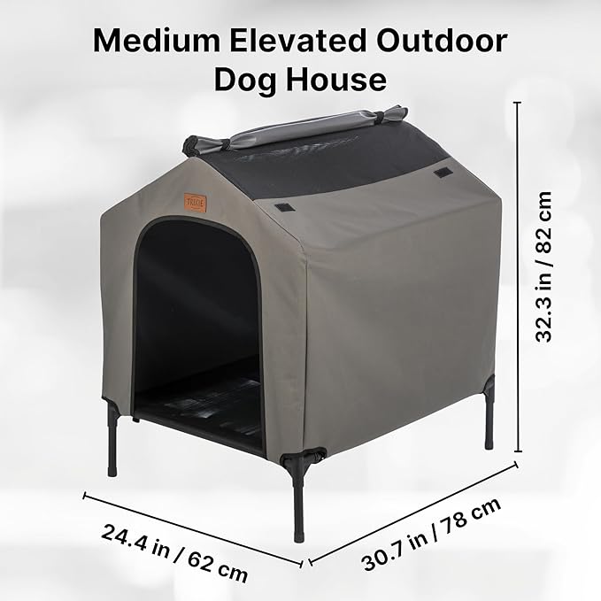 TRIXIE 2-in-1 Dog House and Bed - Elevated Indoor/Outdoor Tent with Removable Cover - Waterproof and Sun-Resistant - for Small/Medium Dogs up to 55 lbs - 30.7 x 24.4 x 32.3 in