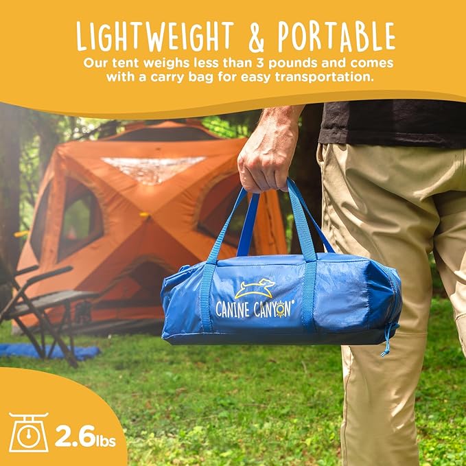 Luna Portable Dog Tent, Indoor/Outdoor Dog House for Camping, Waterproof Cat and Dog Tents with Zippered Door and Mesh Windows for Airflow and Ventilation for Beach, Backyard