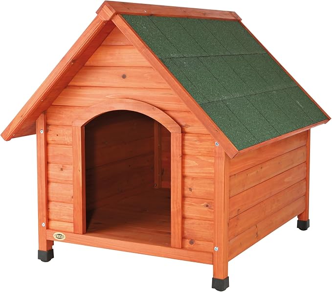 TRIXIE Natura Cottage Dog House – Outside Dog House for Large Dogs with Weatherproof Sealer & Peaked Roof, Wooden Dog House with Adjustable Legs for Large Dogs – 40 x 33 x 34.5 in