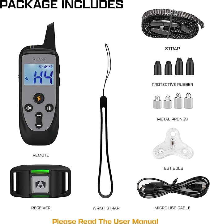 INVIROX Dog Training Collar [2025 Edition] 123 Levels Dog Training Collar with Remote 1100yd Range E Collar for Dogs Training 100% Waterproof Rechargeable, Manual Bark Collar for Large Dog