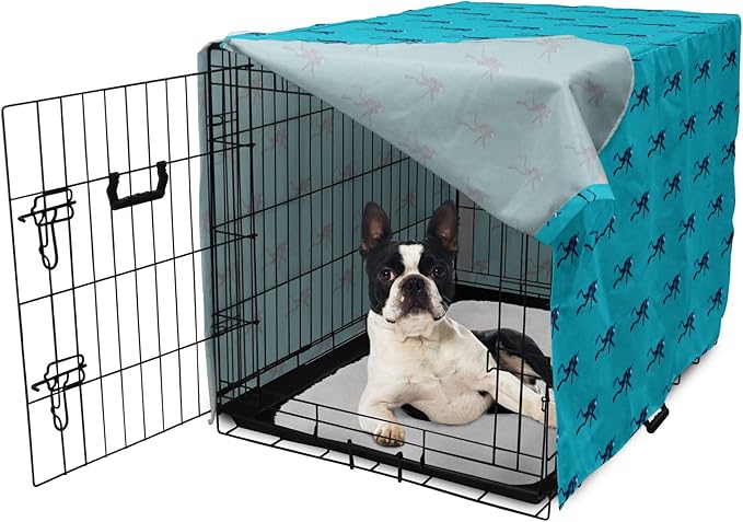 Lunarable Scuba Dog Crate Cover, Repeating Diving Man Nautical Pattern, Easy to Use Pet Kennel Cover for Small Dogs Puppies Kittens, 22 Inch, Sea Blue Night Blue