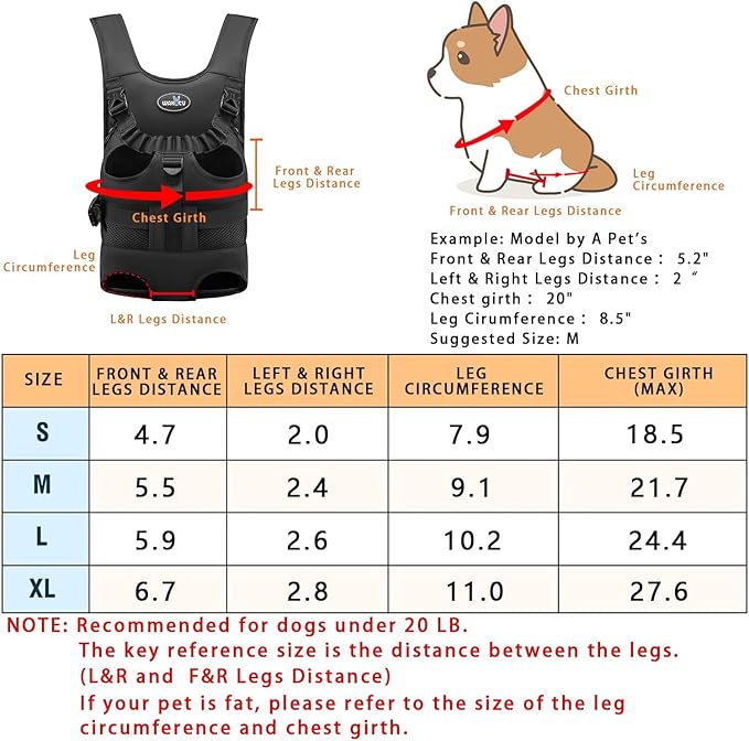 Dog Front Carrier Backpacks for Small Dogs, Legs Out Pet Carrier Sling Backpack with Adjustable Padded Ventilated Shoulder Straps, Easy-Fit for Traveling Hiking Camping,Medium