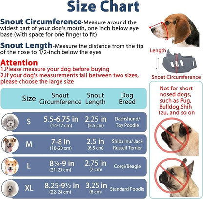 LUCKYPAW Dog Muzzle Soft Muzzle for Small Medium Dogs Poodle Dachshund Breathable Silicone Cage Muzzle to Prevent Biting Chewing Funny Rhino Muzzle with Adjustable Strap (Grey, M-(Snout Cir:7-8in)