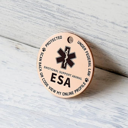 MYLUCKYTAG QR Code ESA Emotional Support Dog ID Tag - Pet Online Profile - Scan QR Receive Instant Pet Location Alert Email