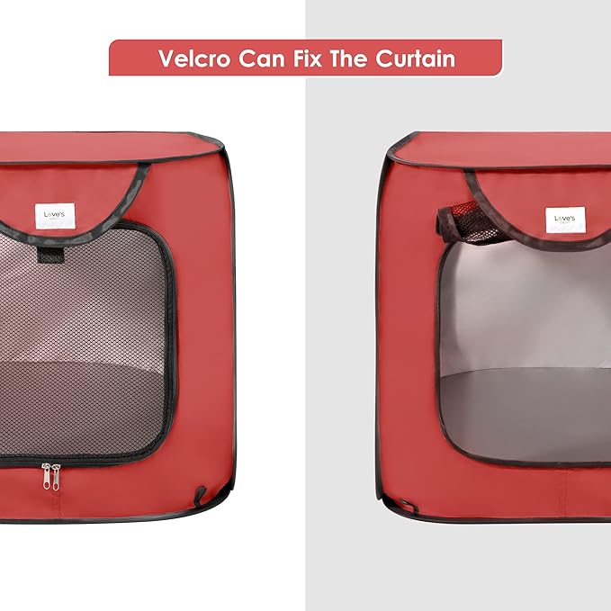 Love's cabin 36in Portable Large Dog Bed - Pop Up Dog Kennel, Indoor Outdoor Crate for Pets, Portable Car Seat Kennel, Cat Bed Collection, Red