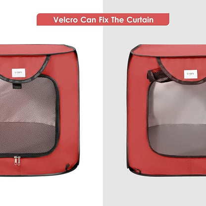 Love's cabin 36in Portable Large Dog Bed - Pop Up Dog Kennel, Indoor Outdoor Crate for Pets, Portable Car Seat Kennel, Cat Bed Collection, Red
