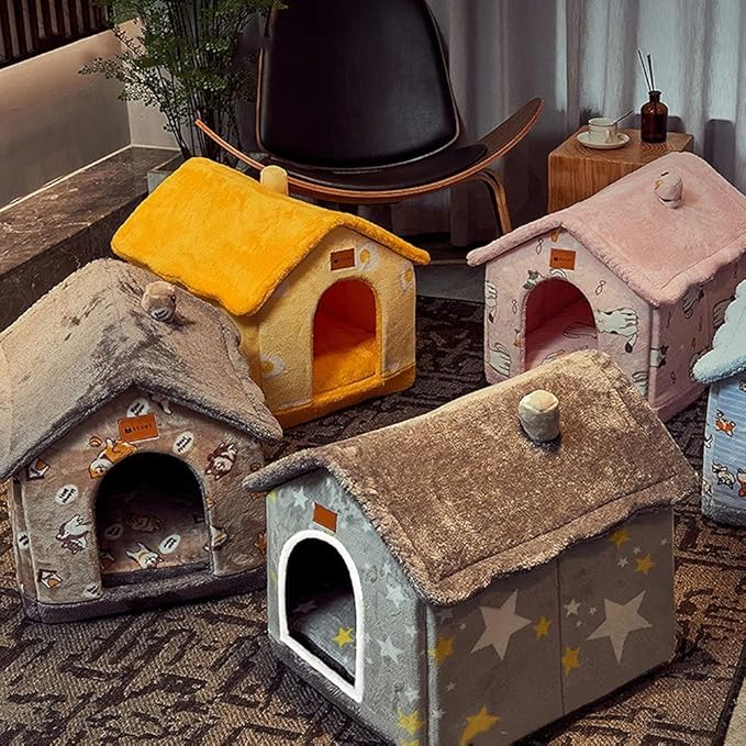 Dog House Indoor Memory Sponge, Foldable Dog House Kennel Bed Mat with Cushion for Small Medium Large Dogs Cats, Winter Warm Cat Nest Puppy Cave Sofa Pet Products (Small)