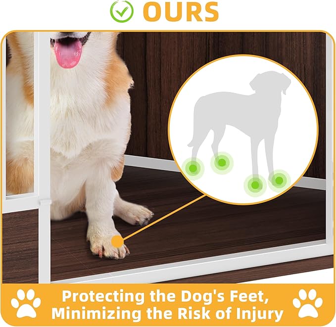 DWVO Corner Dog Crate Furniture, 52 Inch Heavy Duty Dog Kennel Indoor Furniture End Table Crate for Large Dogs, Modern Decorative Cage Wooden Dog Crate for Large Dogs, White Walnut