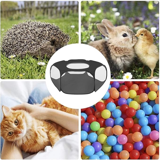 Portable Pet Tent Small Animal Pet Playpen Breathable Transparent Pet Tent with Zipper Top Cover Indoor Outdoor Foldable Cage Exercise Yard Fence for Kitten Puppy Guinea Pig Small Dogs Cats