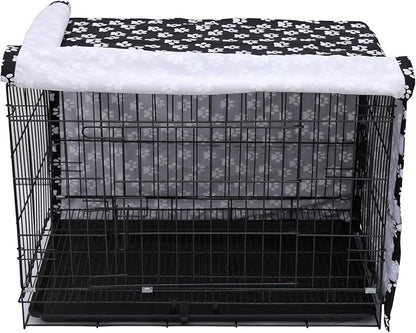 Morezi Dog Crate Cover for Wire Crates, Heavy Nylon Waterproof, Fits Most 30" inch Dog Crates, Easy to Put On, Take Off, and Adjust - Cover only - Black - Medium