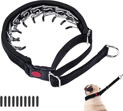Martingale Collar for Dogs, Heavy Duty Nylon No Pull Dog Collar with Buckle, Adjustable Anti Pull Collar Reflective Slip Collar for Large Medium Small Dog Training Walking S Black