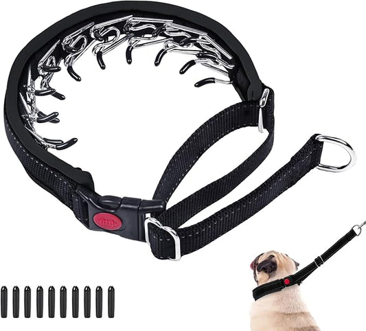 Martingale Collar for Dogs, Heavy Duty Nylon No Pull Dog Collar with Buckle, Adjustable Anti Pull Collar Reflective Slip Collar for Large Medium Small Dog Training Walking S Black