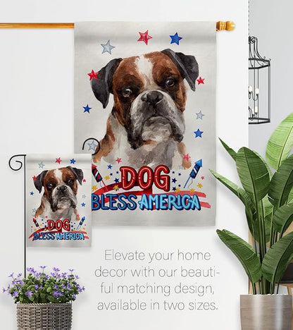 Breeze Decor Patriotic Brindle Boxer House Flag Eagle Set Dog Puppy Spoiled Paw Canine Fur Pet Nature Farm Animal Creature Decoration Banner Small Garden Yard Gift Double-Sided, Made in USA