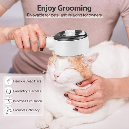 Steam Brush for Cats,3 in 1 Steamy Pet Brush Dog for Shedding for Indoor Cats,Water Brush for Cats Dogs,Spritz Defur Comb for Cats,Pet Grooming Brush Removal Comb with Spray for Cats（White）