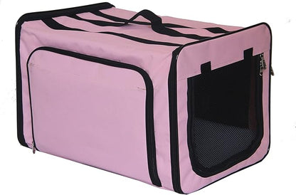 PET LIFE 'Capacious' Dual-Sided Expandable Spacious Wire Folding Collapsible Lightweight Pet Dog Crate Carrier House, X-Large, Pink